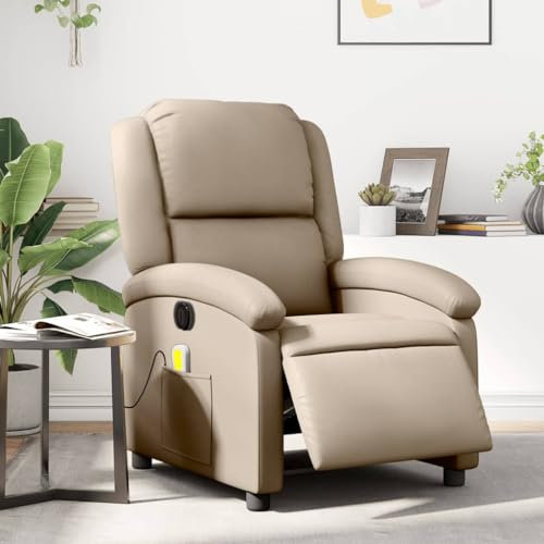 Homgoday Massagesessel Elektrisch Fernsehsessel Relaxsessel mit Liegefunktion Liegesessel Massagesessel Sessel mit Verstellbare Rückenlehne Polstersessel Ruhesessel Cappuccino-Braun Kunstleder