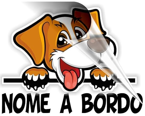 Stickeredo. Adesivo per auto cane a bordo con nome dog on board. APPLICAZIONE ESTERNA