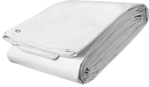 White Tarpaulin 5 x 8 m Waterproof - Heavy Duty 90 GSM Tarp Sheet with Reinforced Edges & Metal Eyelets - UV Resistant, Mould Proof, Tear Resistant Cover for Garden, Camping, Furniture, Groundsheet