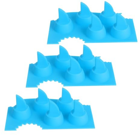 OFFSCH 3pcs Shark Fin Ice Cube Molds Silicone Ice Trays Novelty Cocktail Maker Mold for Boys and Girls Reusable Silicone Trays
