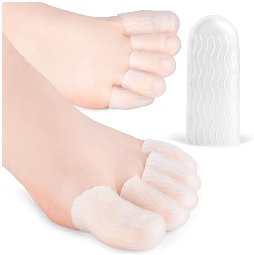 HALUTO 12 stycken tåskydd, tåhätta, ribbad tå, silikon, tåskydd, tryckpunkter, tåskydd, silikon mot hammartår, förhårdnader, liktornar, balttå, Hallux Valgus