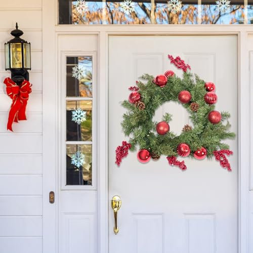 Türkranz Weihnachten Beleuchtet 45CM Adventskranz LED Künstlicher Weihnachtskranz Weihnachtsdekoration Weihnachtsdeko Tannengirlande mit Beleuchtung