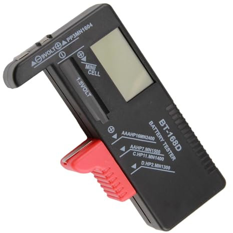 LED Digital Battery Tester, Universal Battery Checker BT-168D Household Battery Volt Checker Multi Size Battery Charge Checker for AA AAA C D 9V 1.5V Button Cell Batteries (Requires No Battery)