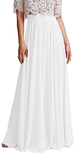 AiberLisha Langer Maxi-Rock aus Chiffon, bodenlang, elastisch, hohe Taille, Brautjungfernrock