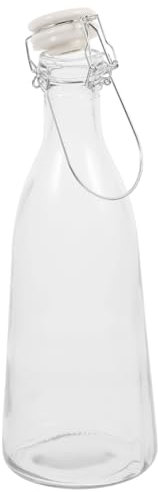 PRETYZOOM 1piezas Botella De Vidrio Tapa De Cierre Hermético Para Almacenar Bebidas Jugos y Leche Diseño Elegante y Transparente Para Uso Casa Decoración