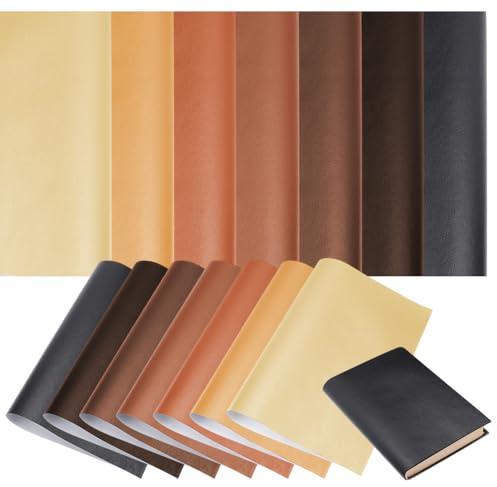 WEBEEDY 14 Pcs Buch Tuch für Bucheinband, 35 x 25 cm PU Leder Oberfläche und Papier zurück, 7 Farben Bücher Album Scrapbooking Archivierung Abdeckung Schutz Buchdecke