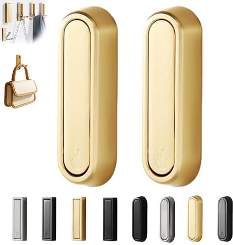 Faltbare Wandhaken, schwere goldene Zinklegierung Faltbare Flip-Down Kleiderhaken zum Aufhängen, Moderne minimalistische Wandbefestigung, schwimmende Aufhänger Schutzhaken (2 Stück - Gold-B)
