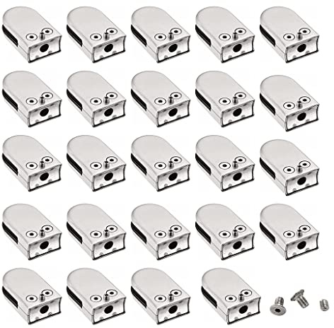 CHOUXUANGA Glass balustrade clamps, Security Glass Clips 24pcs Stainless Steel Glass Clamps U Shape Adjustable For Glass Screen, Railing Stairs More reliable(10~12mm)
