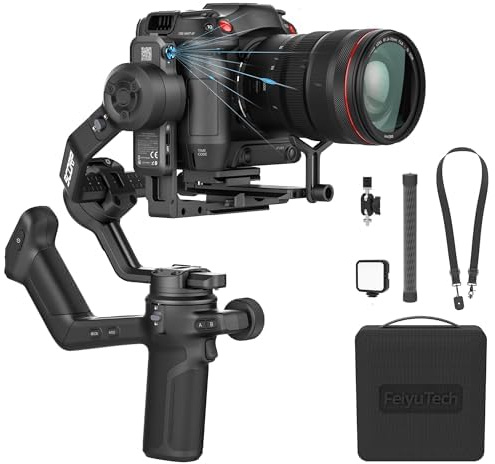 [Oficial] FeiyuTech SCORP 3 Kit Gimbal – 3,5 kg de Carga, Seguimiento AI, batería 14 h, Mango Remoto, botón de Captura Bluetooth, estabilizador Profesional con Estuche – para cámaras Sony/Canon/Nikon