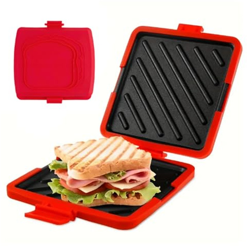 Sandwichera de silicona para microondas, tostadora inalámbrica antiadherente,Tostadora Portátil No Eléctrica Y Antiadherente Para Microondas Tostadora Multifunción Con Mango De Silicona