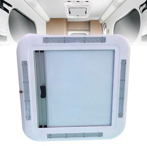 UORDBY Ventana para Caravana,claraboya de 500/700/800x500 mm con luz LED,ventilación de Techo de claraboya Grande para Caravana Trampilla de ventilación de Techo Anti-UV con Red y Parasol 500 * 500mm