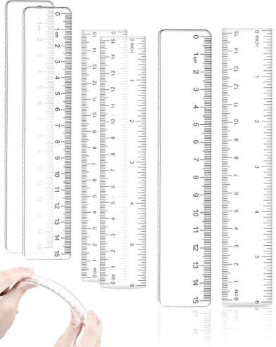 JUKOTA 6 pièces Règle en plastique, règle droite transparente de 15 cm avec échelle métrique et en pouces, petit outil de mesure pour enfants, étudiants, école, bureau et maison