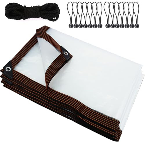 Bâche de Protection,Bache Transparente Exterieur,Bâche Étanche Transparente avec Œillets et Corde pour Jardin,Camping,Serre,Balcon,Protection Contre la Pluie,Le Vent,Anti-déchirure,2x3m