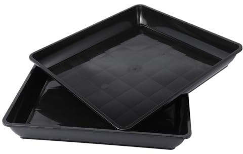CIYODO 2pcs Soucoupes pour Pots de Fleurs Carrées en PP Noir, Design Pratique pour Jardin et Intérieur, Plateau Anti-débordement pour Garder la Zone Propre
