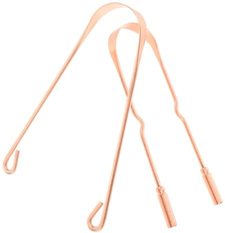SKISUNO Raschietto per Lingua in Ottone Oro 2 Pezzi U-shaped Pulizia Profonda e Facile da Mantenere Strumento per Igiene Orale e Riduzione Alito Cattivo