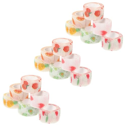 Abaodam Pet Injury Wrap and Vet Wrap for Dogs and Cats, 18 Rolls Cartoon Fruit Pattern Self-Adherent Bandages, Breathable Pet Supply for Wound Care and Protection