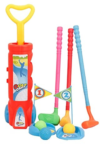 Club de golf pour enfants Chariot de golf avec roues et 4 bâtons multicolores