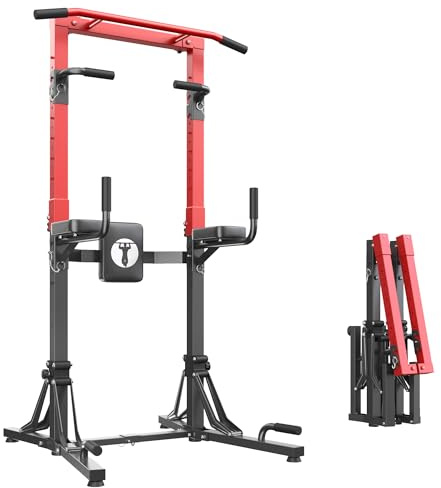 SogesPower Power Tower Pliable Station de Musculation Multifonction avec Barre de Traction Réglable | Chaise Romaine Ajustable pour Calisthenics, Idéale pour les Appartements