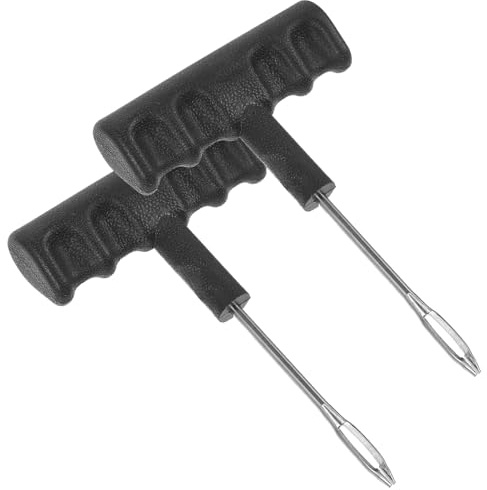 jojofuny Outil de Réparation de Crevaison Lot de 2 Aiguilles en Métal Solides Accessoire pour Réparation de Pneus Crevés Adapté aux Voitures et Motos en Situation d'Urgence