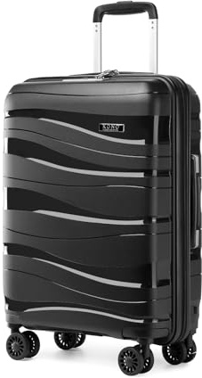 Kono 28 inch Large Suitcase with 4 Wheels Lightweight PP Hard Shell Trolley Case Travel Hold Check in Luggage with TSA Lock (Black)