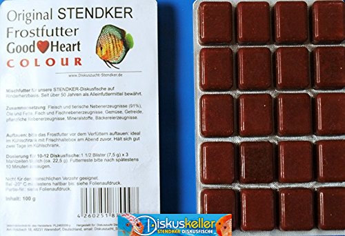 Frostfutter Sparpaket 50 x Stendker GoodHeart Colour Diskus Futter Diskusfutter 100g Blister/für farbenprächtige Diskusfische + 100g Beef - Lover Granulat Gratis dazu