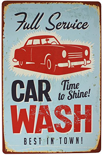 Hioni Full Service Car Wash, Metal Poster Sign Plaque Metal Slogan Art Design PR Garage Vintage House PUB