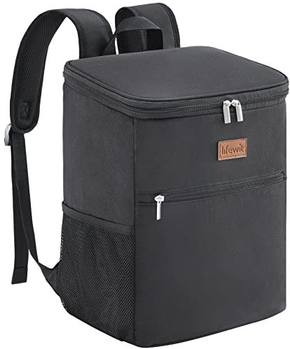 Lifewit 24L Kühl Rucksack Kühlrucksack Kühltasche Picknicktasche Groß Isoliert Cooler Bag Männer Frauen für Strand/Picknick/Camping/BBQ/Wandern, Schwarz