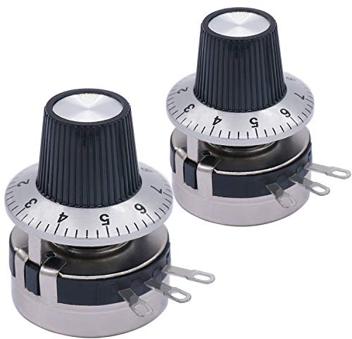 Taiss 2 Stück 4.7K Single Turn Rotary Carbon Linear Variables Potentiometer mit 2 Stück Knopf WTH118-2W 4.7K Ohm