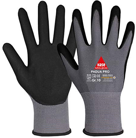 Hase Padua Pro Lot de 10 Gants de Chantier Protection Anti Coupure en Polyester Taille 9