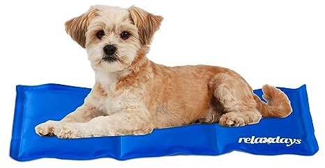 Relaxdays Kühlmatte Hund, selbstkühlend, abwischbar, robust, mit Gel, Kühldecke für Tiere, Kältedecke 20 x 35 cm, blau