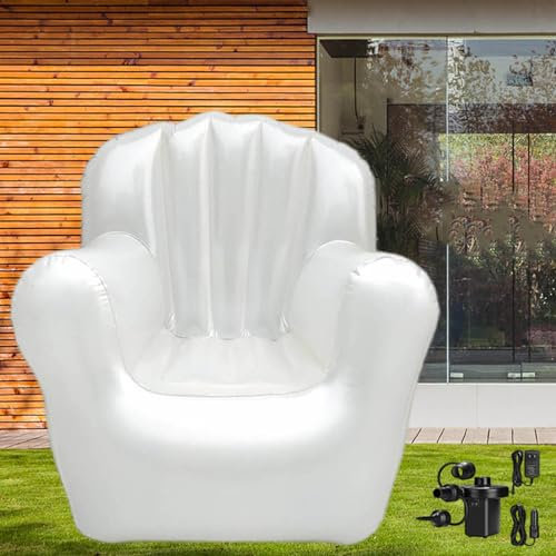WYEIAHS Klares Aufblasbares Sofa Lazy Sofa Sessel Campingmöbel Mit Luftpumpe für Hinterhof Seeufer Strand Reisen Camping Picknicks (White)