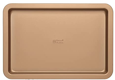 Russell Hobbs RH01690GEU7 Bandeja de horno de acero al carbono de 37 cm, superficie antiadherente, fácil limpieza, diseño elegante, dorado, Ideal para carnes, verduras, dulces y dulces