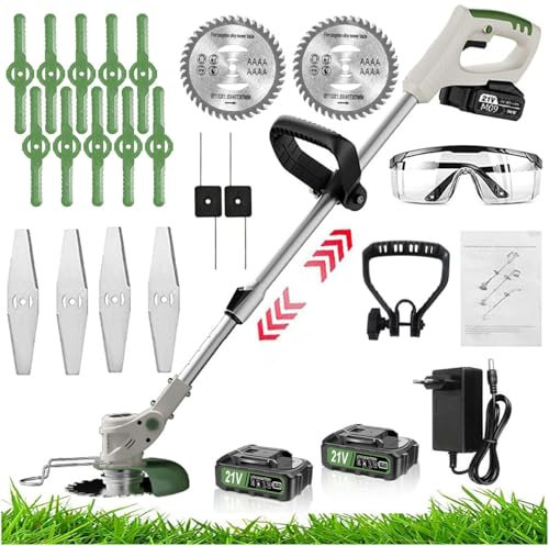 Coupe Bordure sans Fil avec Batterie, 24V Taille Haie Telescopique Débroussailleuses avec Batterie et Lame de Rechange Tête Réglable et Poignée Télescopique pour Pelouse Jardin Terrain Agricole