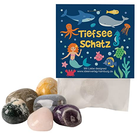 10x Tiefsee / Meerjungfrauen Glückssteine für Kinder / Glücksbringer Stein Tiefsee Schatz als Mitgebsel Kindergeburtstag Meerjungfrauen / Meerjungfrauen Geburtstag Mitgebsel Kinder Glücksbringer