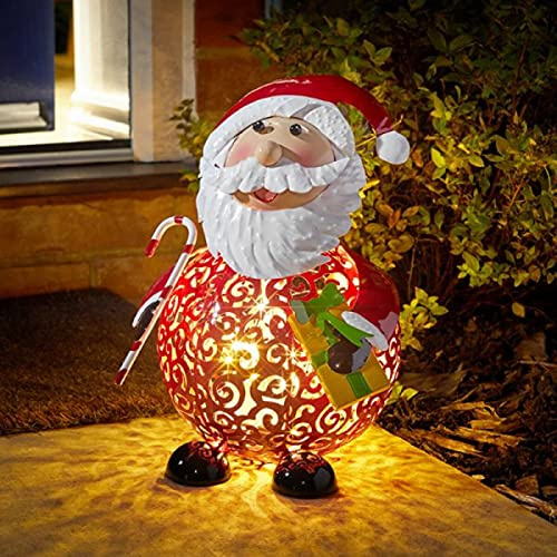 Marco Paul Large Light Up Santa Outdoor Christmas Decorations - 27cm Warm White LED Light Battery Powered Xmas Ornament - Father Christmas Lights For Garden Decorations, Home Decor & Outdoor Lighting