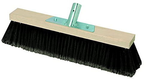 PIPPO – Scopa Industriale in Legno Senza Manico per Ambienti Industriali, 60cm, Setole PVC Rigide Resistenti Durevoli - Assicella in Legno, Boccola in Ferro, Compatibile con Manico Punta Conica ES470
