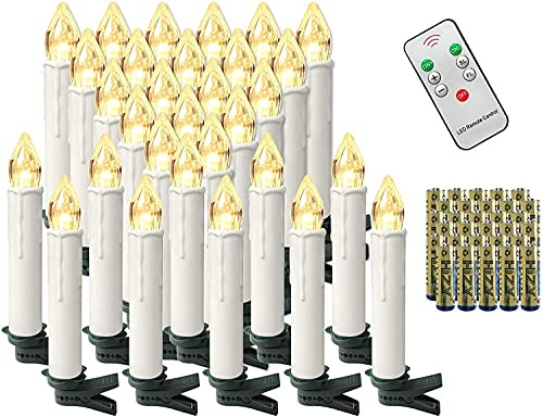 VA-Cerulean Candele a LED senza fili con telecomando e batterie, candele di Natale senza fiamma, decorazione natalizia bianca latte, per albero di Natale, matrimonio, feste e compleanno (30 pezzi,