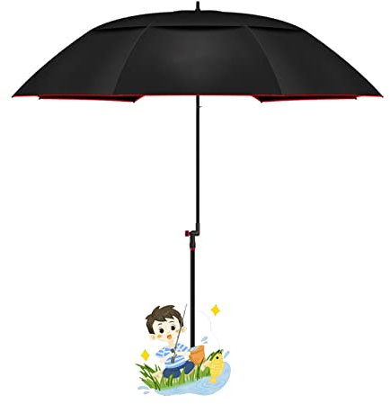 Sombrilla Parasol para Terraza Jardín Playa Piscina Patio, Ajuste libre de 360°, toldo de paraguas atrevido para 24 costillas, para terraza jardín Playa balcón Piscina ( Color : Black , Size : 2m )