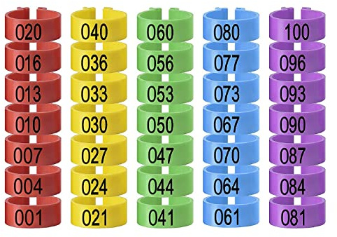 100 Pack Hühnchen Identifikation Beine Ringe, Chicken Tags für Legs Geflügel Bands Clip On Leg Rings für Hühner, Enten, Hühnchen, Goose(5 Farben,18mm)