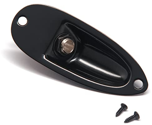 harpfeas Guitar Input Jack Socket Plate Output Loaded Boat Style 1/4 Inch for Fender Stratocaster Strat St Mono Electric Guitar (black)