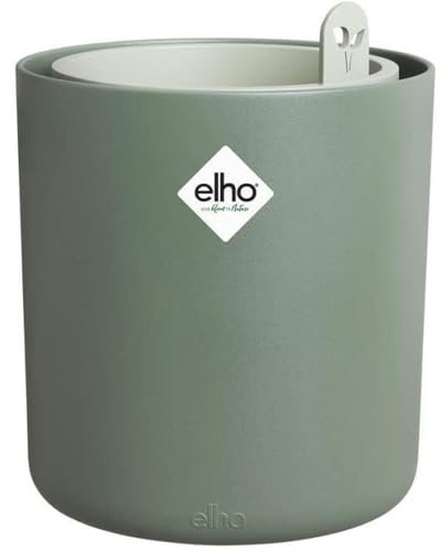 elho Bouncy Basil 16 Blumentopf - Basilikum Topf mit Außentopf - 100% recyceltes Plastik - Ø 16.5 x H 21.0 cm - Grün/Laubgrün