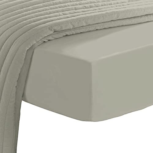 Pizuna 600 Fadenzahl Baumwolle spannbettlaken 90x200-100x200 cm Silber, 100% Langstapelige Baumwolle Spannbetttuch, Weiche Mako Satin-Webart passt bis zu 40cm Matratzenhöhe (100% Baumwolle bettlaken)