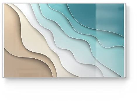 DEQORI Frühstücksbrett Glas | klein 23x14 cm | Motiv Farbige Papierwellen | Design Schneidebrett für Küche | Frühstücksbrettchen antibakteriell & rutschfest | Glasplatte & Servierplatte