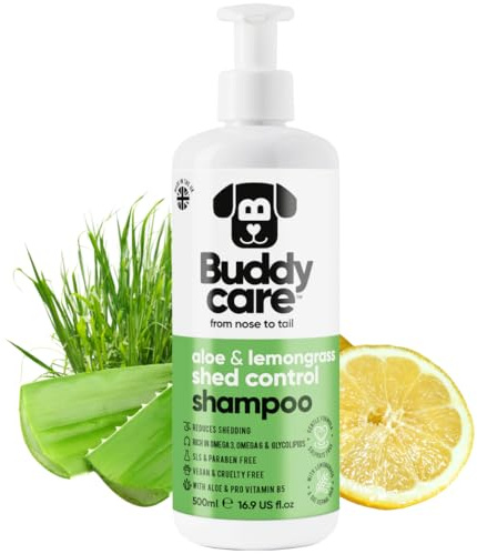 Fellpflege-Shampoo von Buddycare - Shampoo zur Kontrolle des Haarausfalls bei Hunden - Mit Aloe Vera und Pro-Vitamin B5 (500ml)