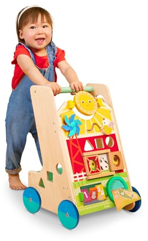 Battat – Wooden Activity Walker – 9 Educational Activities – Learning & Walking Toy for Toddlers – Stand, Push, Walk – 1 Year + – Farm Theme