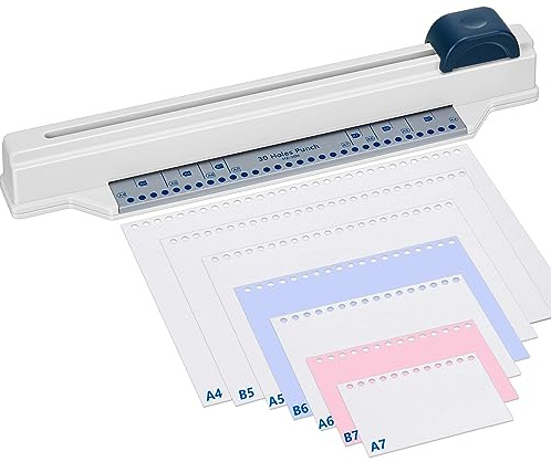 Cholemy Spiral Binding Machine Portable Desktop Binding Punch Hand Push Spiral Hole Punch for Store Office A4 A5 A6 A7 B5 B7 Paper Notebook Scrapbook with 5 Sheet Punch Capacity, Blue
