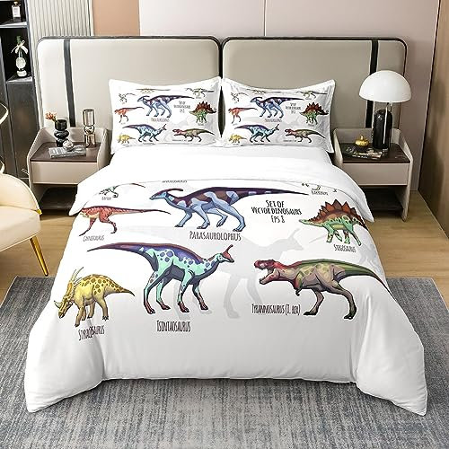Dinosaurier 100% Baumwolle Bettbezug für Kinder Kleinkind,Dino Bettwäsche Set für Mädchen 155x220,Set Der Alten Dinosaurier Tröster Abdeckung,Dschungel Tier Bett Sets mit 1 Kissenbezug