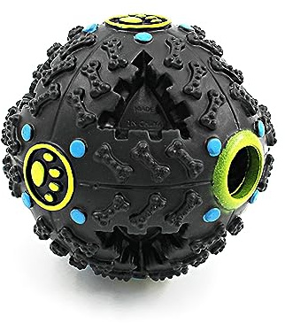 Eulapgoe Dog Toy Ball 9cm Treat Dispenser Interactive Enrichment Dog Puzzle Teeth Cleaning Chew Exercise Game IQ Training