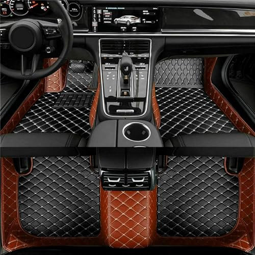 Anpassen Leder Auto Fußmatten Passt für Mini Clubman/John Cooper Works F54 F55 F56 F57 F60 4-Doors, Leder Autoteppich 3D All-Inclusive-Stil Automatte vorn und hinten(Links Fahren