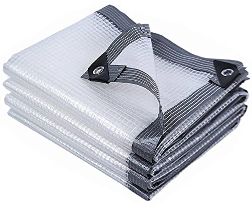 Outdoor Curtains, Transparent PE Tarpaulin Curtains, Waterproof with Eyelets, Windproof Tarpaulin for Terrace, Porch, Pavilion Side Walls (Color : Clear, Size : 3mX5m) (Clear 4mX5m)